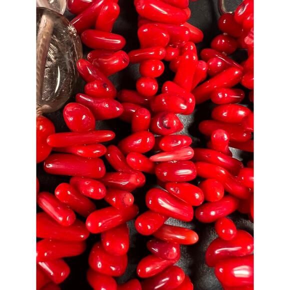 NEW Bamboo coral multi stone sterling silver necklace - Picture 14 of 16